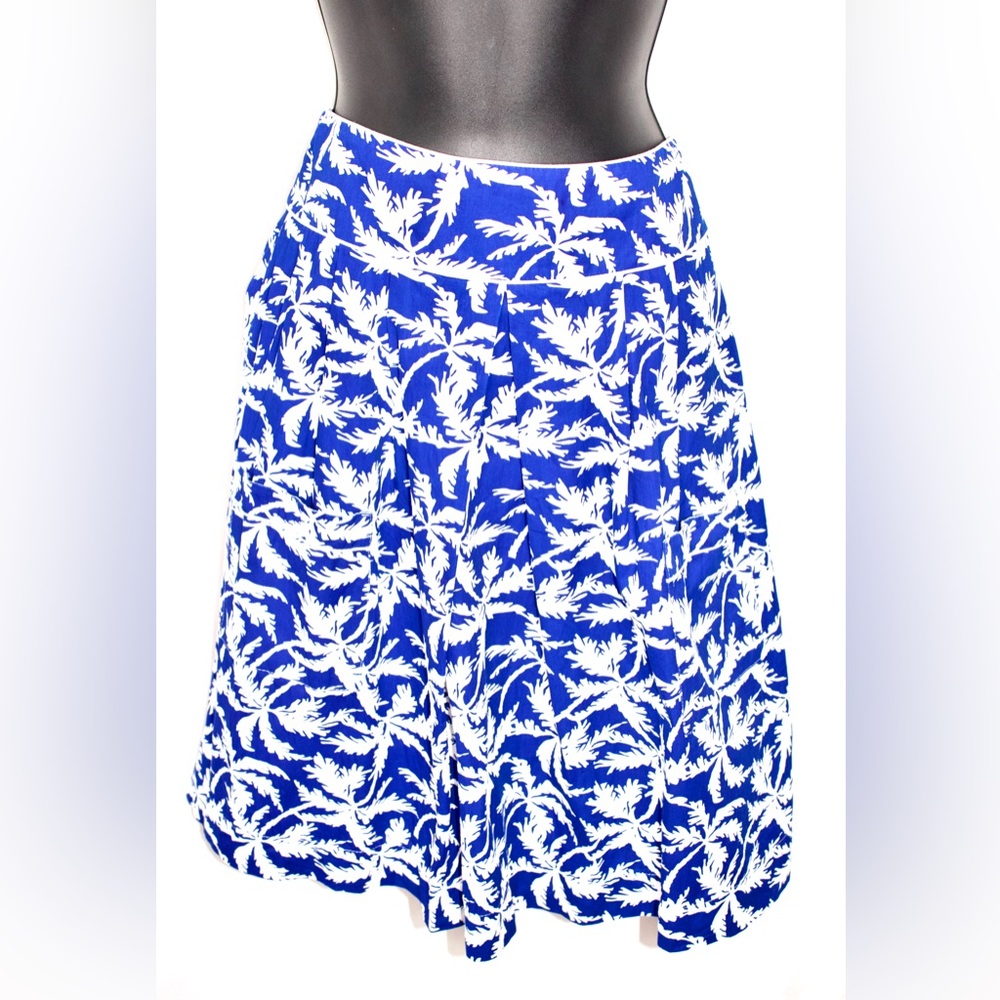 Kayce Hughes Blue & White Floral Print Skirt with Pockets Size 4 Rare!!! Quality